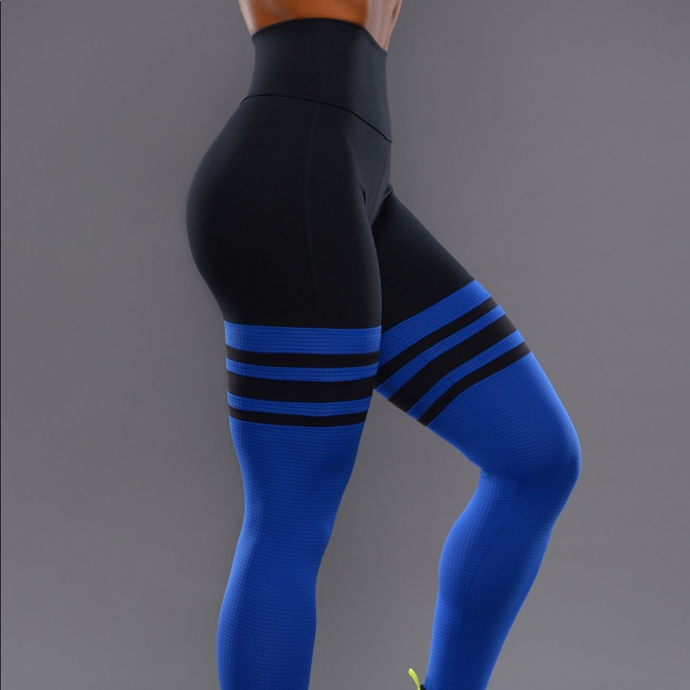 Bombshell Sportswear Black and Blue Leggings
